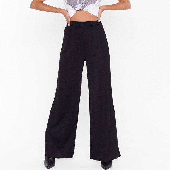 Nasty Gal Pants - Nasty Gal Black High-Waisted and Wide-Leg Pants